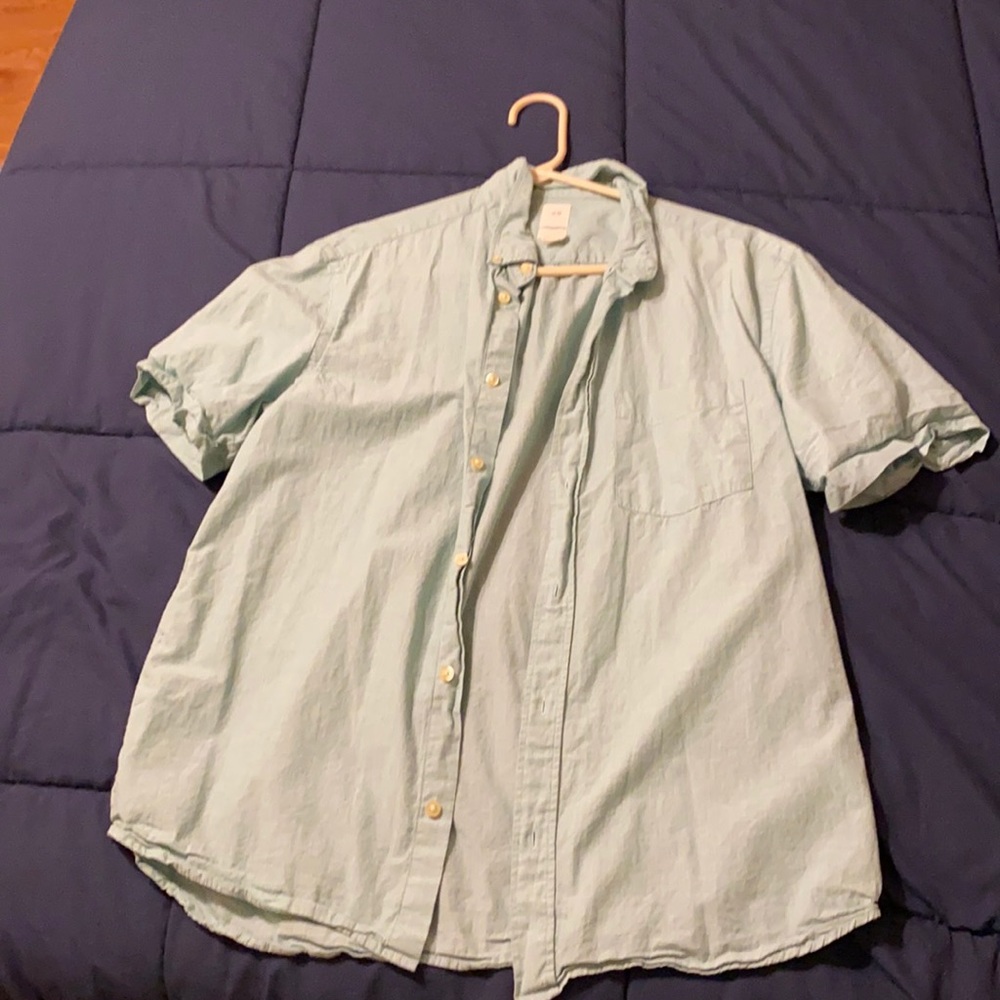 H&M teal button down shirt
